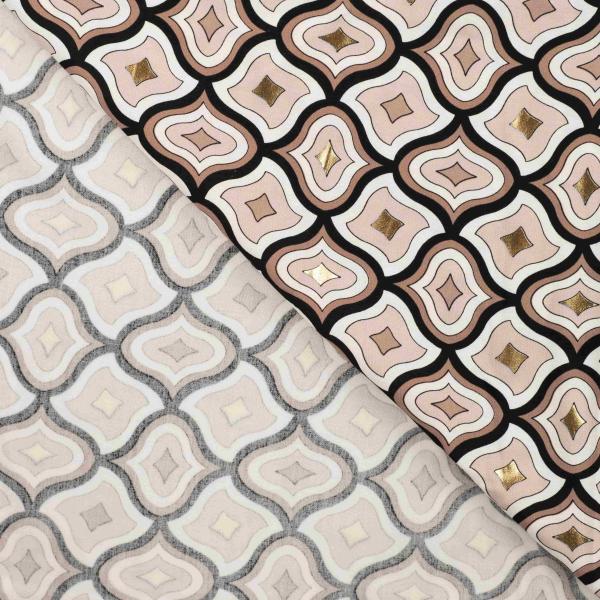 Leicht fließende Viskose mit Glanz – grafisches Design in Sand, Beige und Schwarz